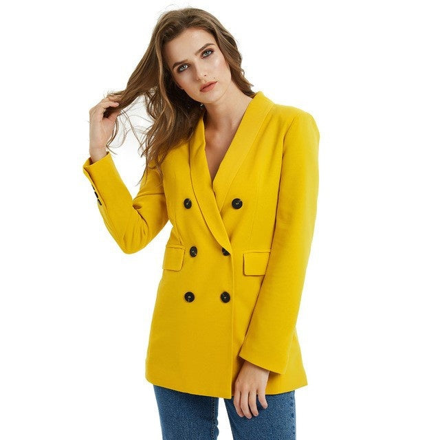 Women's professional suit blazer jacket in long coat style for office wear