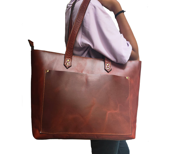 Genuine Leather Tote Bag for Women Large Women's Shoulder Handbag.