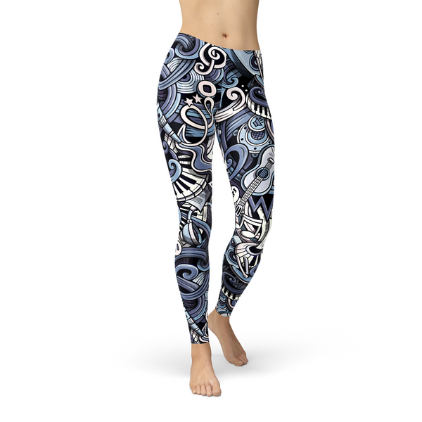 Womens Music Blue Leggings.